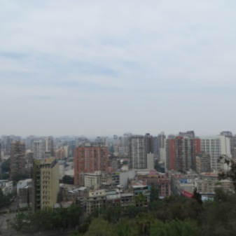 view of the city from the top, but too much smog